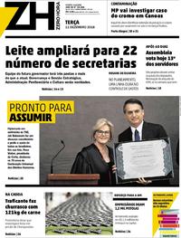 Capa do jornal Zero Hora 11/12/2018
