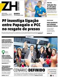 Capa do jornal Zero Hora 12/09/2018