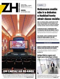 Capa do jornal Zero Hora 12/10/2018