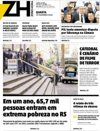 Capa do jornal Zero Hora 12/12/2018