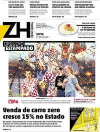 Capa do jornal Zero Hora 13/07/2018