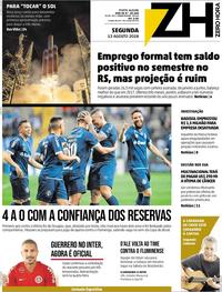 Capa do jornal Zero Hora 13/08/2018
