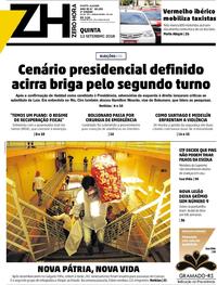 Capa do jornal Zero Hora 13/09/2018