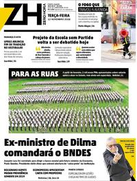 Capa do jornal Zero Hora 13/11/2018