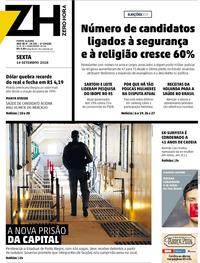Capa do jornal Zero Hora 14/09/2018