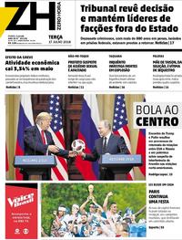 Capa do jornal Zero Hora 17/07/2018