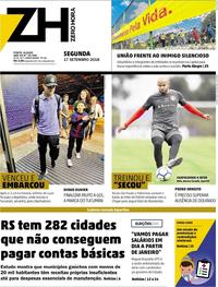 Capa do jornal Zero Hora 17/09/2018