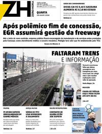 Capa do jornal Zero Hora 18/07/2018