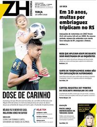 Capa do jornal Zero Hora 19/06/2018