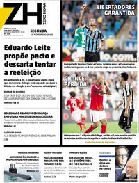 Capa do jornal Zero Hora 19/11/2018