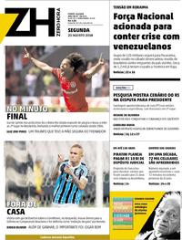 Capa do jornal Zero Hora 20/08/2018