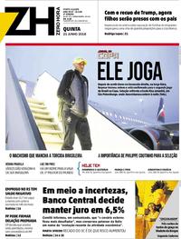 Capa do jornal Zero Hora 21/06/2018