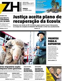 Capa do jornal Zero Hora 21/08/2018