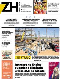 Capa do jornal Zero Hora 21/09/2018