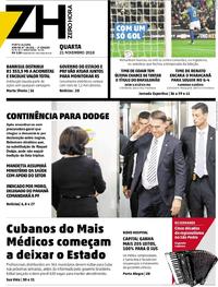 Capa do jornal Zero Hora 21/11/2018