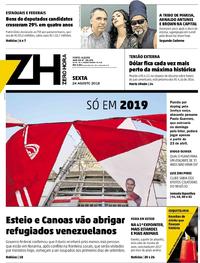 Capa do jornal Zero Hora 24/08/2018