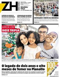 Capa do jornal Zero Hora 24/12/2018