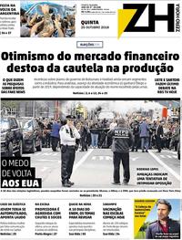 Capa do jornal Zero Hora 25/10/2018