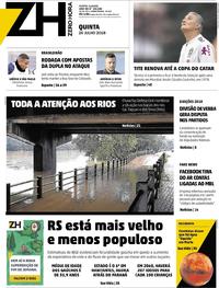 Capa do jornal Zero Hora 26/07/2018