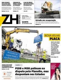 Capa do jornal Zero Hora 26/09/2018