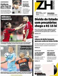 Capa do jornal Zero Hora 26/11/2018