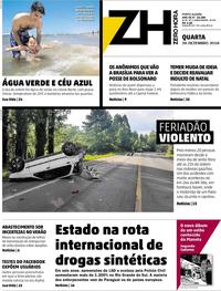 Capa do jornal Zero Hora 26/12/2018