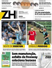 Capa do jornal Zero Hora 27/07/2018