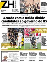Capa do jornal Zero Hora 27/08/2018