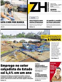 Capa do jornal Zero Hora 27/09/2018