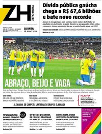 Capa do jornal Zero Hora 28/06/2018