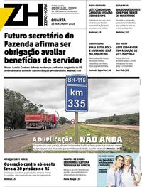 Capa do jornal Zero Hora 28/11/2018