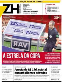 Capa do jornal Zero Hora 30/06/2018