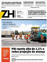 Capa do jornal Zero Hora 01/03/2019