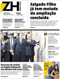 Capa do jornal Zero Hora 02/04/2019