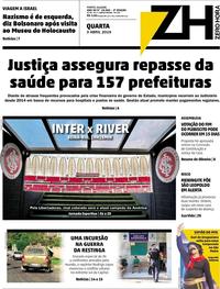 Capa do jornal Zero Hora 03/04/2019