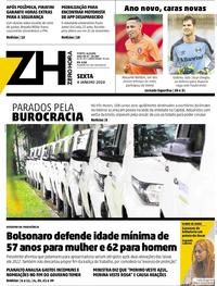 Capa do jornal Zero Hora 04/01/2019