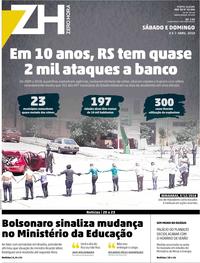 Capa do jornal Zero Hora 06/04/2019