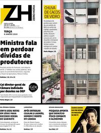 Capa do jornal Zero Hora 08/01/2019