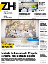 Capa do jornal Zero Hora 08/03/2019