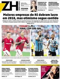 Capa do jornal Zero Hora 08/04/2019