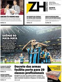 Capa do jornal Zero Hora 09/05/2019