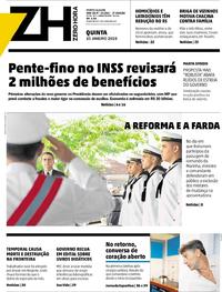 Capa do jornal Zero Hora 10/01/2019