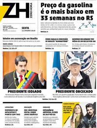 Capa do jornal Zero Hora 11/01/2019