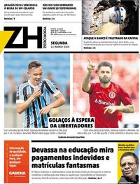 Capa do jornal Zero Hora 11/03/2019