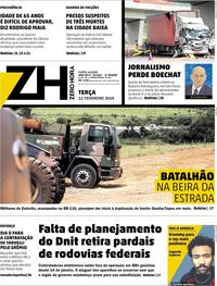 Capa do jornal Zero Hora 12/02/2019