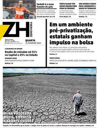 Capa do jornal Zero Hora 13/02/2019