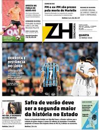 Capa do jornal Zero Hora 13/03/2019