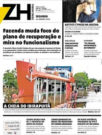 Capa do jornal Zero Hora 14/01/2019