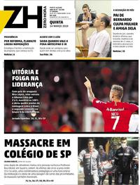 Capa do jornal Zero Hora 14/03/2019