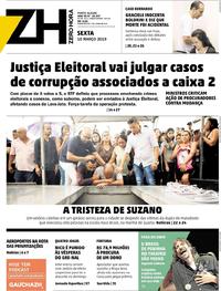 Capa do jornal Zero Hora 15/03/2019